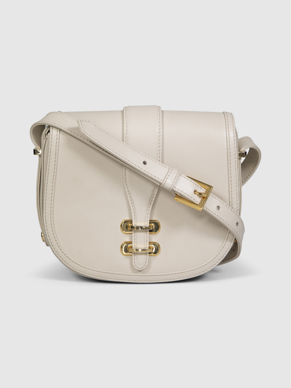 Alberta Ferretti Cream Buckled Crossbody Bag