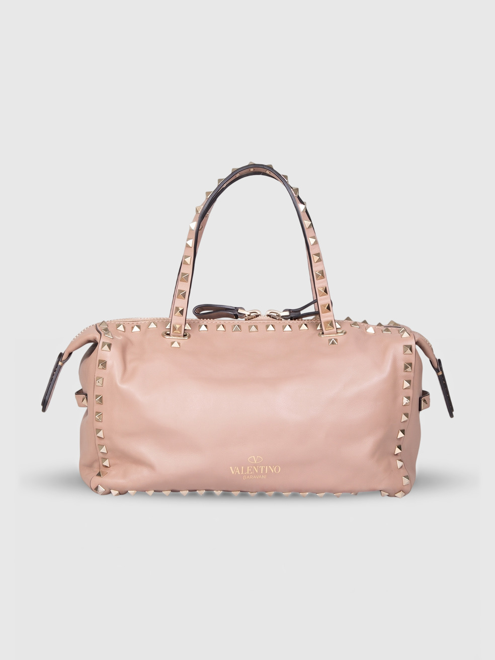 Valentino Garavani Beige Leather Rockstud Tote Bag