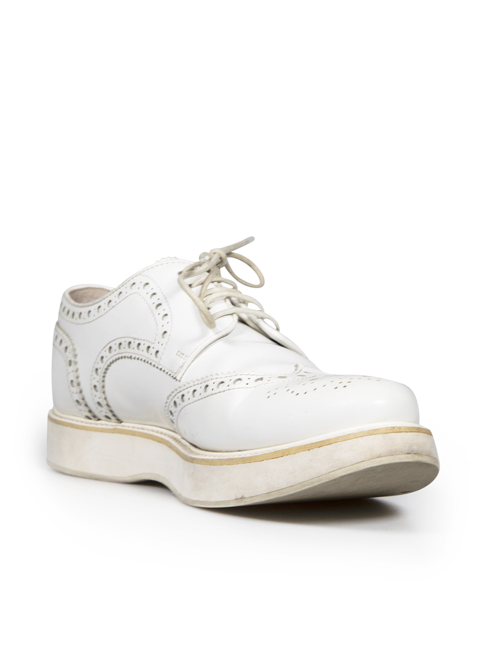 Church’s White Leather Perforated Lace-Up Brogues Church’s White Leather Perforated Lace-Up Brogues