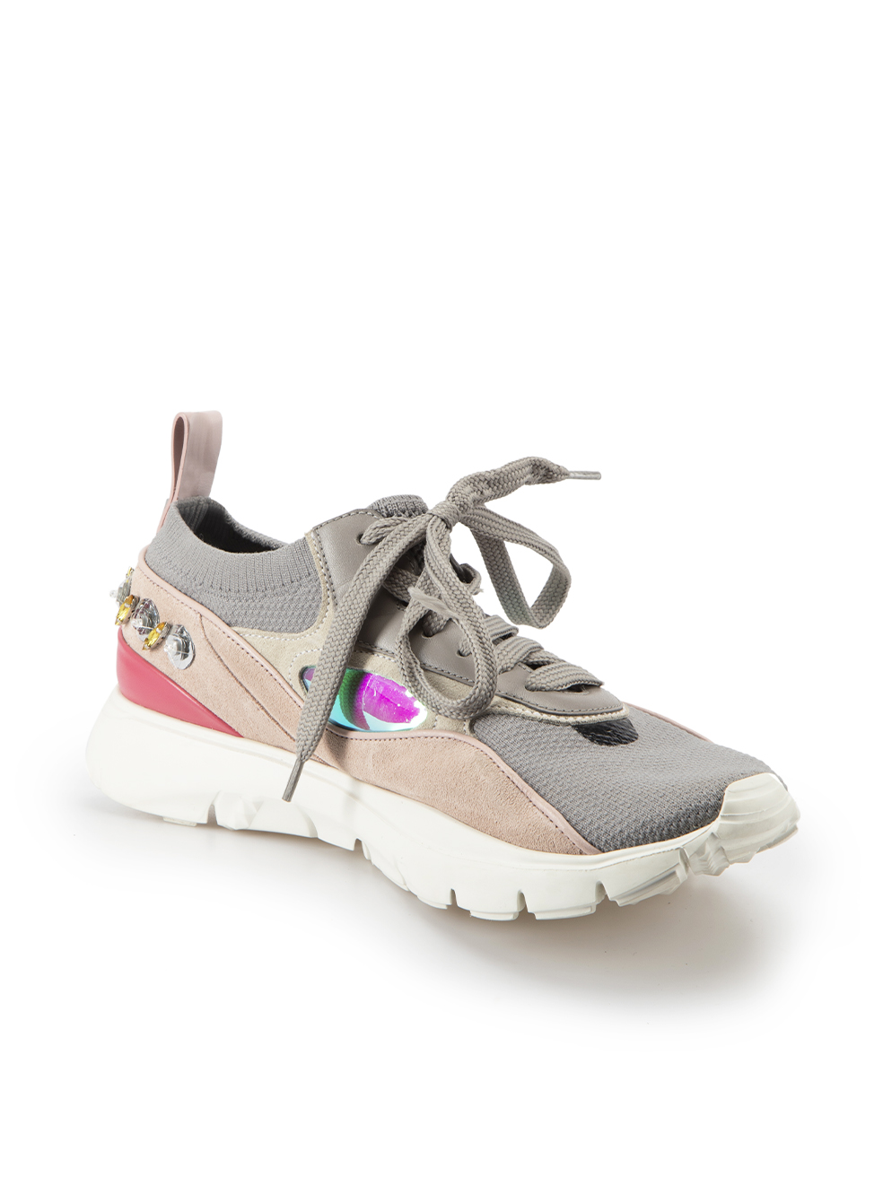 Valentino Garavani Grey Suede Panelled Heroes Trainers