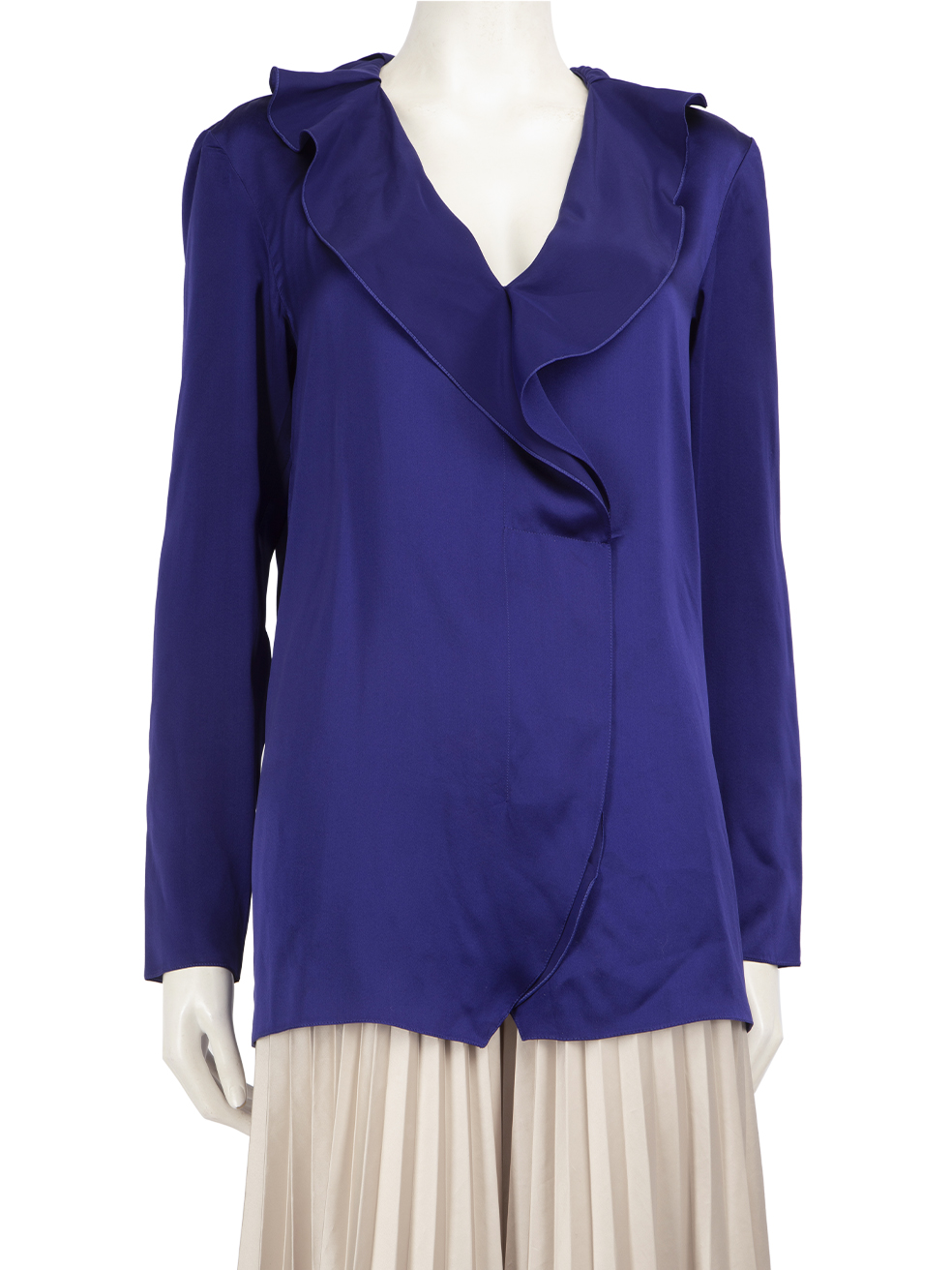 Lanvin Pre-Owned Purple Silk Ruffle Collar Blouse