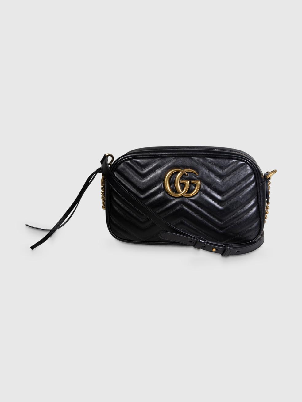 Gucci Black Leather GG Marmont Camera Bag