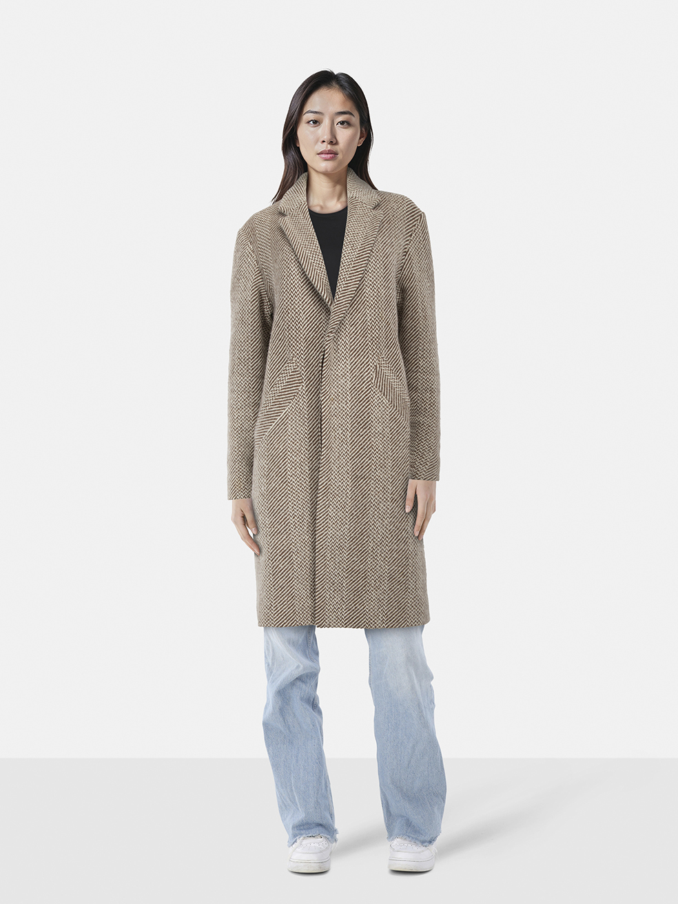 A.P.C. Beige Wool Herringbone Coat