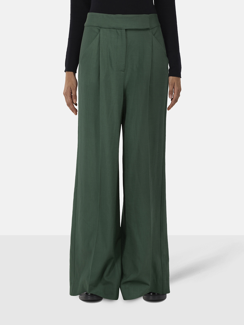 Veronica Beard Green High Rise Trousers