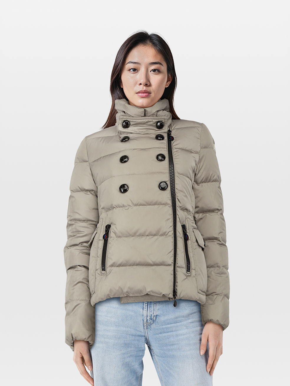 Moncler Pre-Owned Grey Double Breasted Quilted Puffer Coat