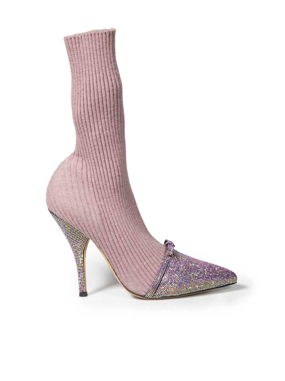 Marco de Vincenzo Pre-Owned Purple Knit Embellished Sock Boots