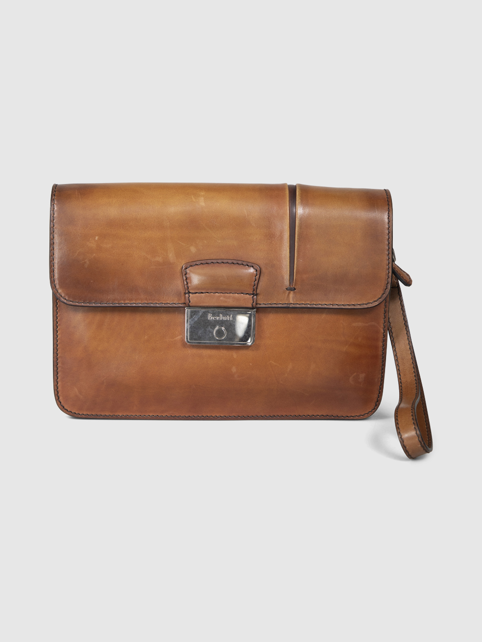 Berluti Brown Leather Briefcase Clutch