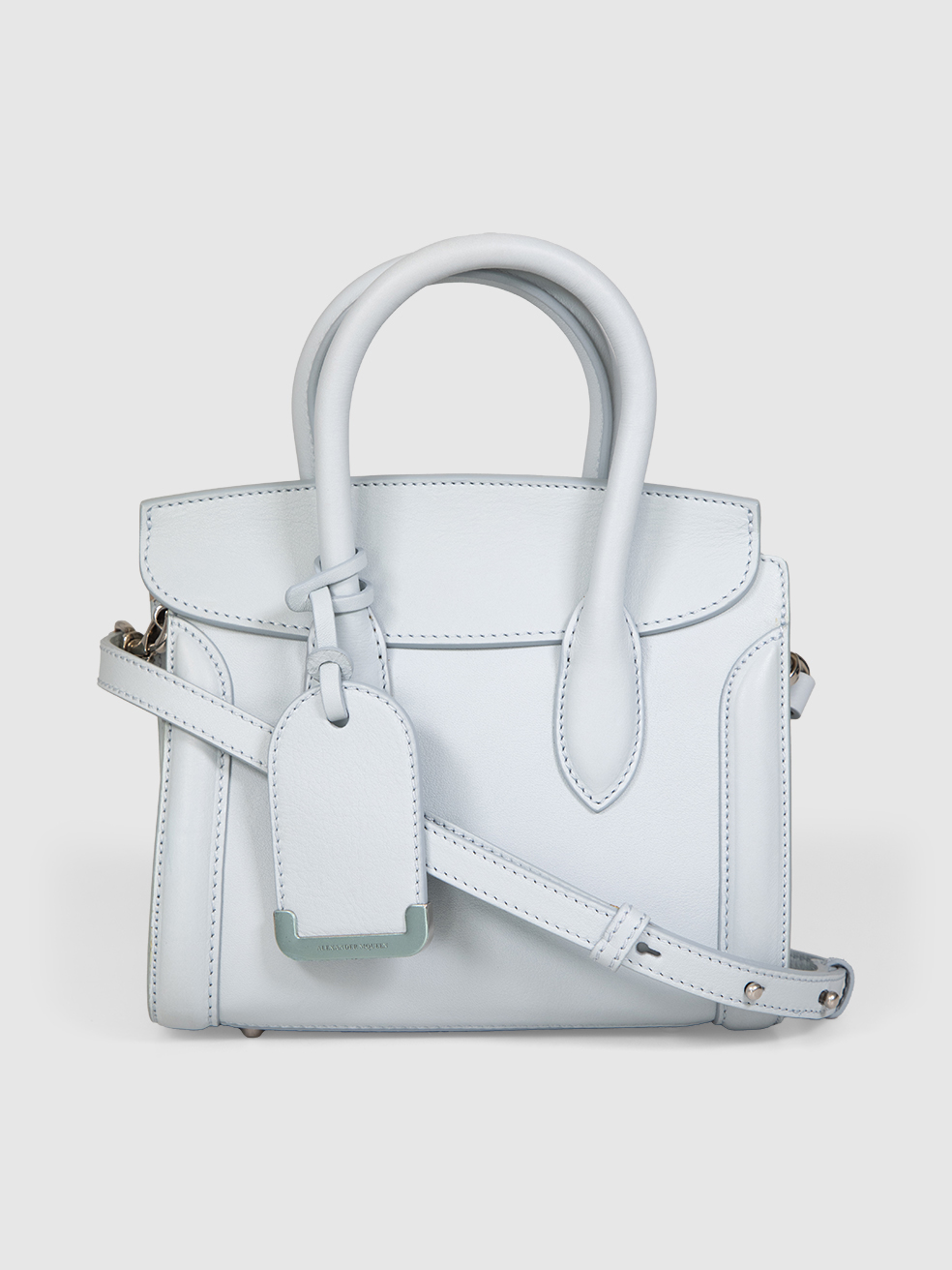 Alexander McQueen Blue Leather Heroine Convertible Tote Bag
