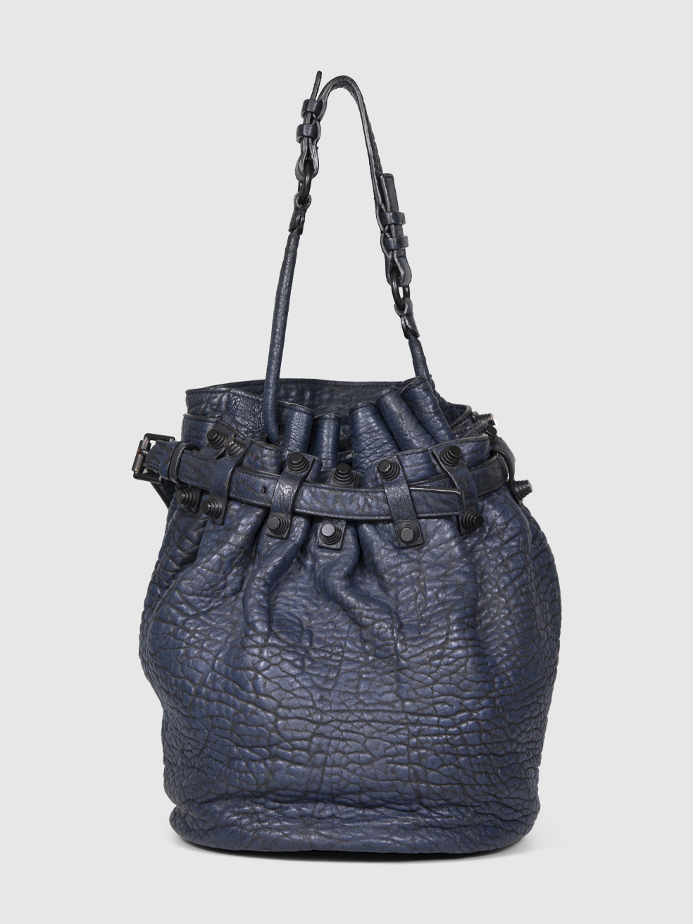 Alexander Wang Navy Leather Diego Bucket Bag