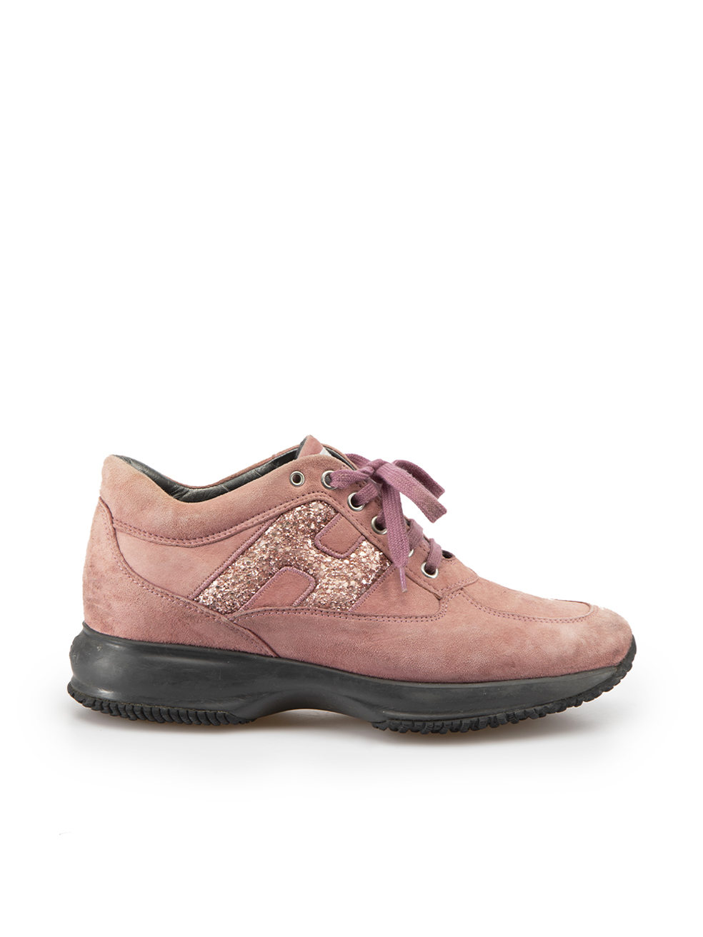 Hogan Pre-Owned Pink Suede Interactive Glitter Trainers