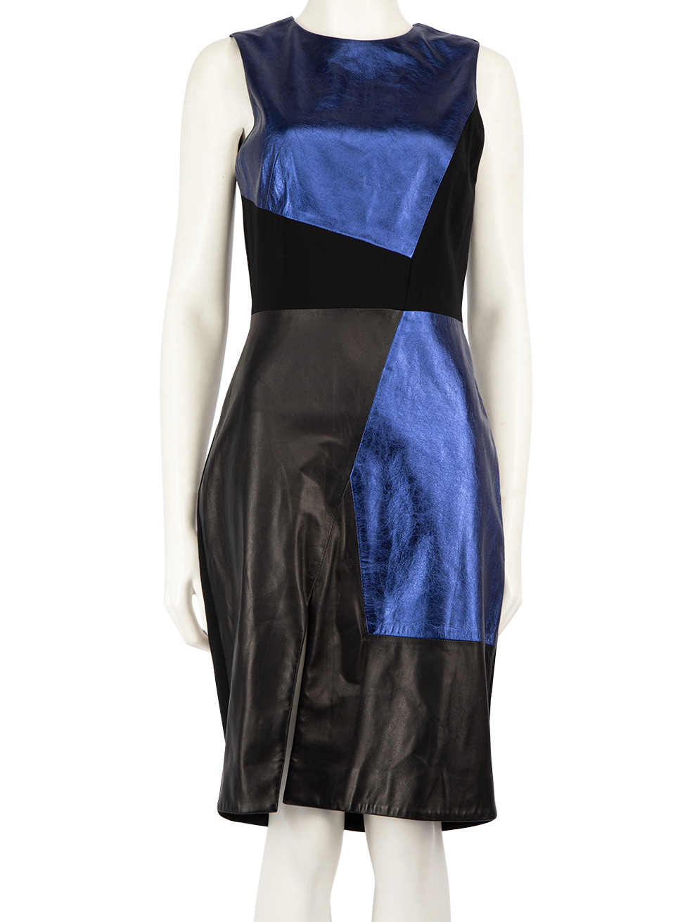 Prabal Gurung Geometric Leather Knee Length Dress