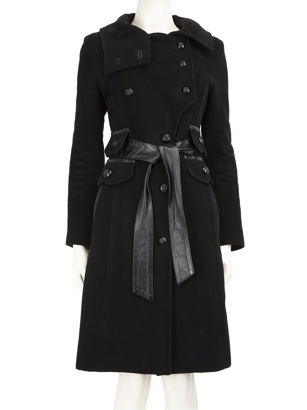 Mackage Pre-Owned Black Wool Belted Double Breasted Coat