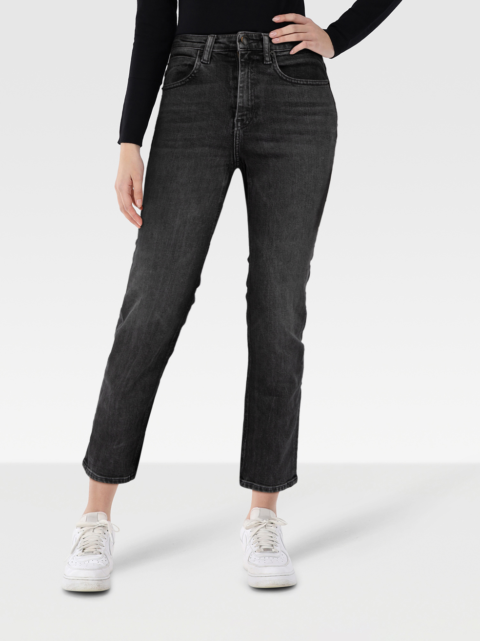 Alexander Wang Pre-Owned Black Faded Denim Straight Jeans