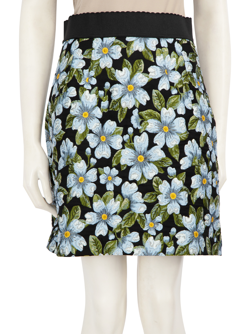 Dolce & Gabbana Blue Flower Jacquard Mini Skirt