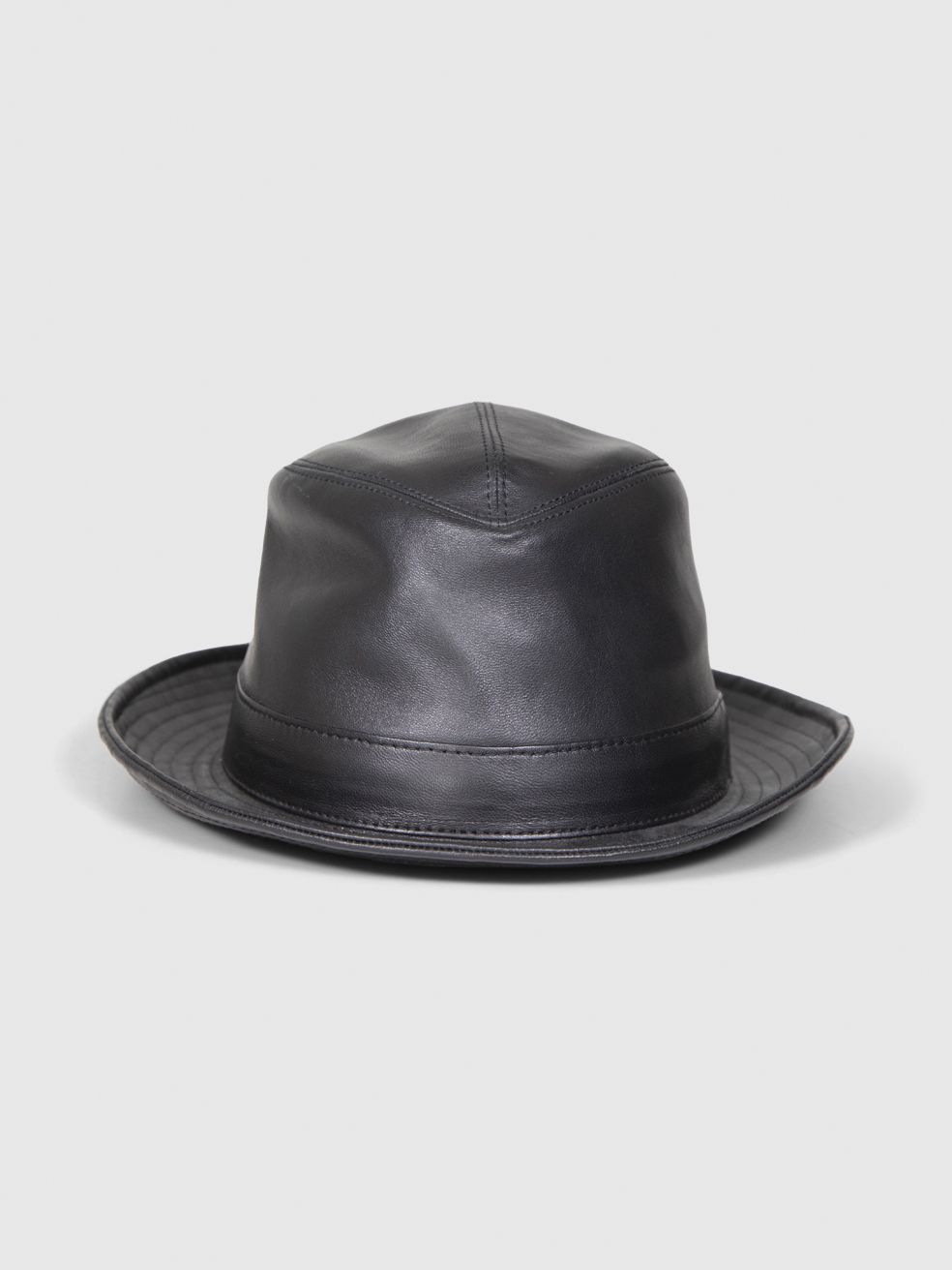 Borsalino  Black Leather Fedora Hat
