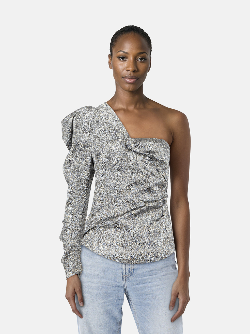 Isabel Marant Silver Metallic One Sleeve Top