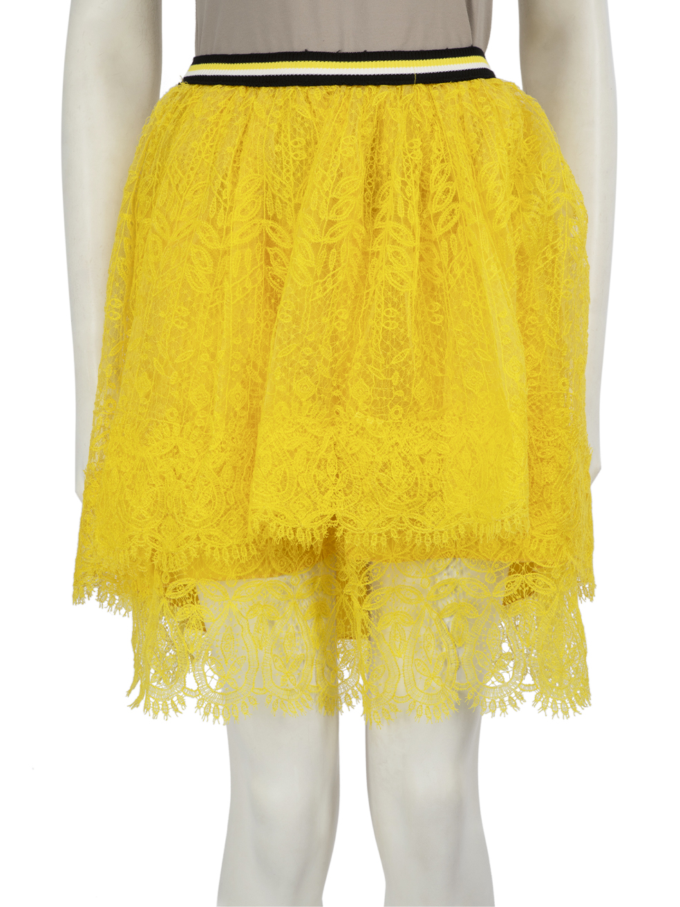 Ermanno Scervino Women's Yellow Lace Pattern Mini Skirt