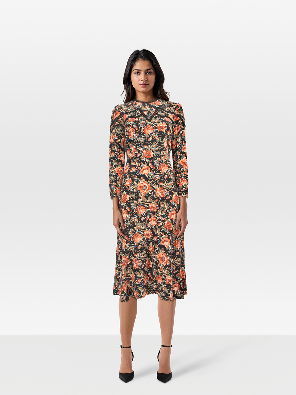 Sandro Pre-Owned Floral Print Midi Long Sleeve Dress