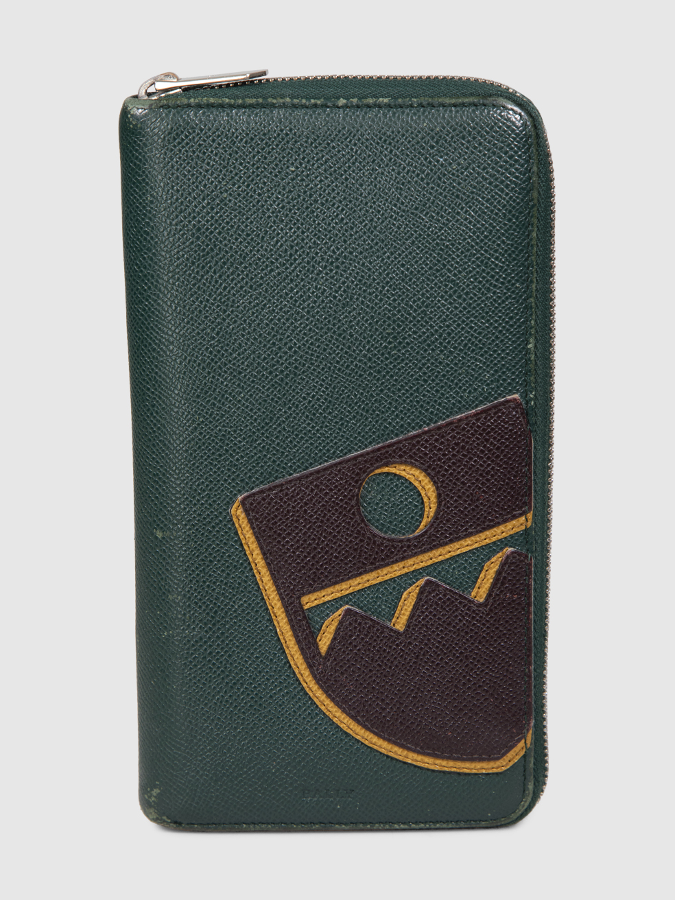 Bally Green Leather Zip Around Wallet