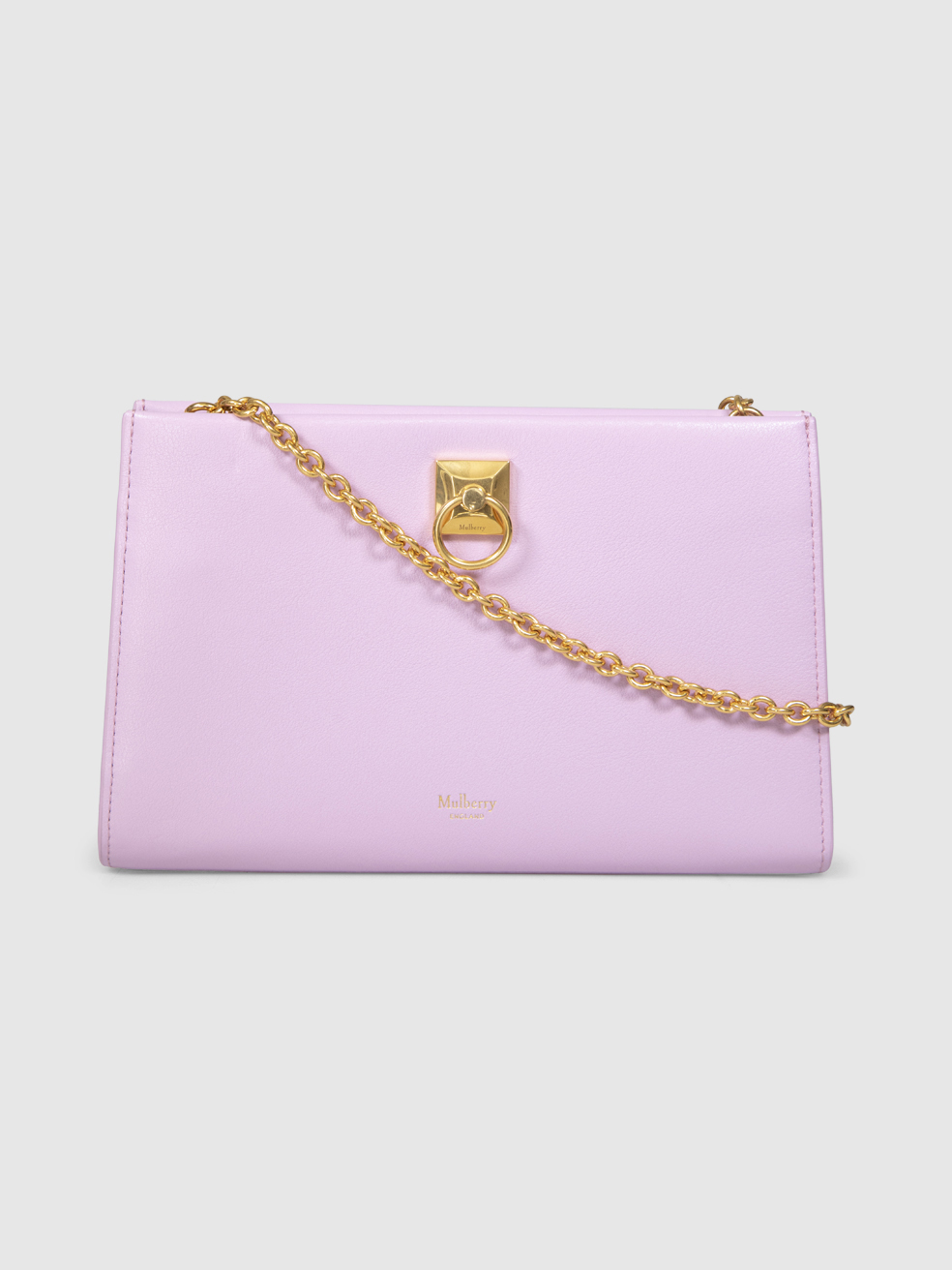 Mulberry Purple Leather Iris Wallet on Chain
