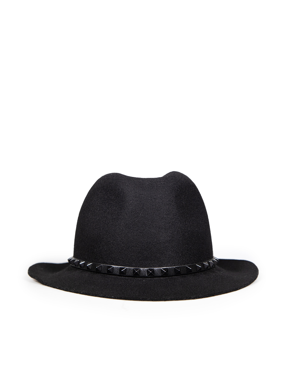 Valentino Garavani Pre-Owned Black Wool Studded Fedora Hat