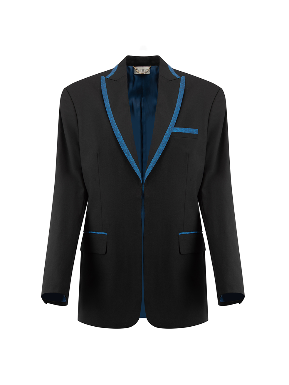 Sanne Pre-Owned Black with Metallic Blue Trim Blazer