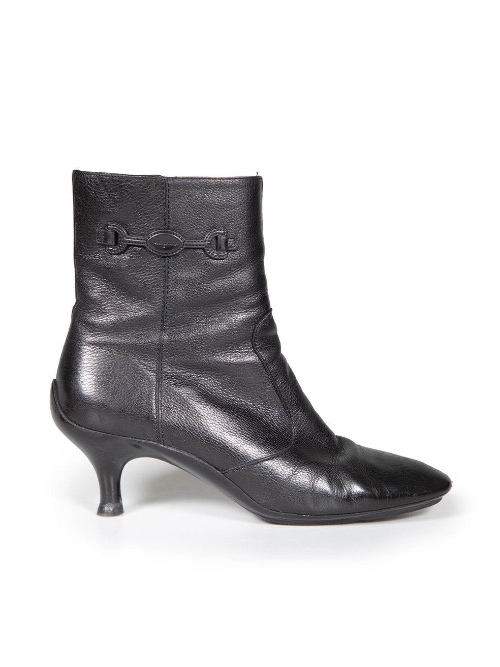 Salvatore Ferragamo Pre-Owned Black Leather Logo Detail Boots