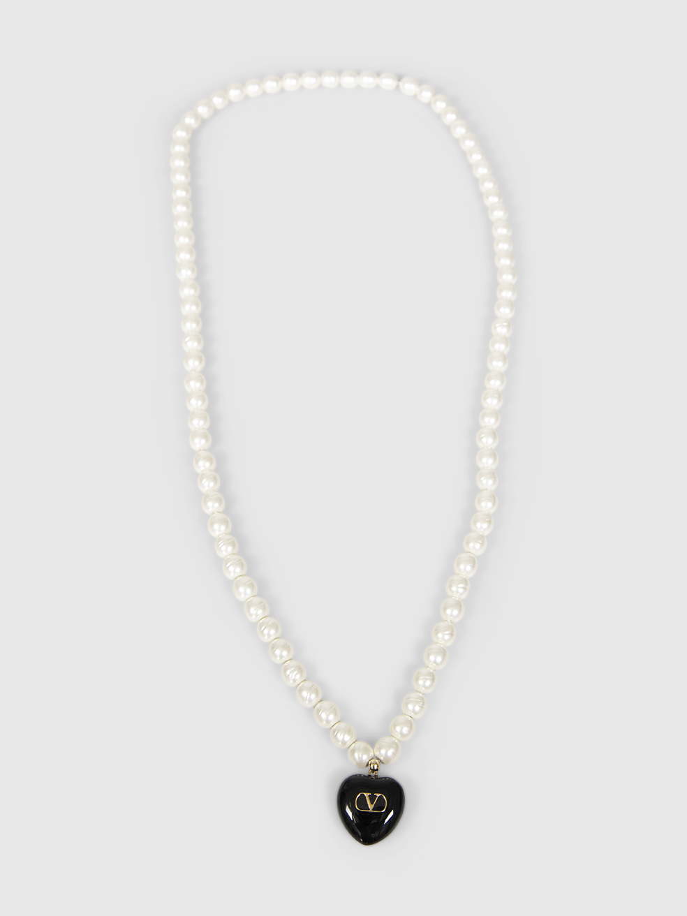 Valentino Garavani Faux Pearl & Heart Charm Necklace
