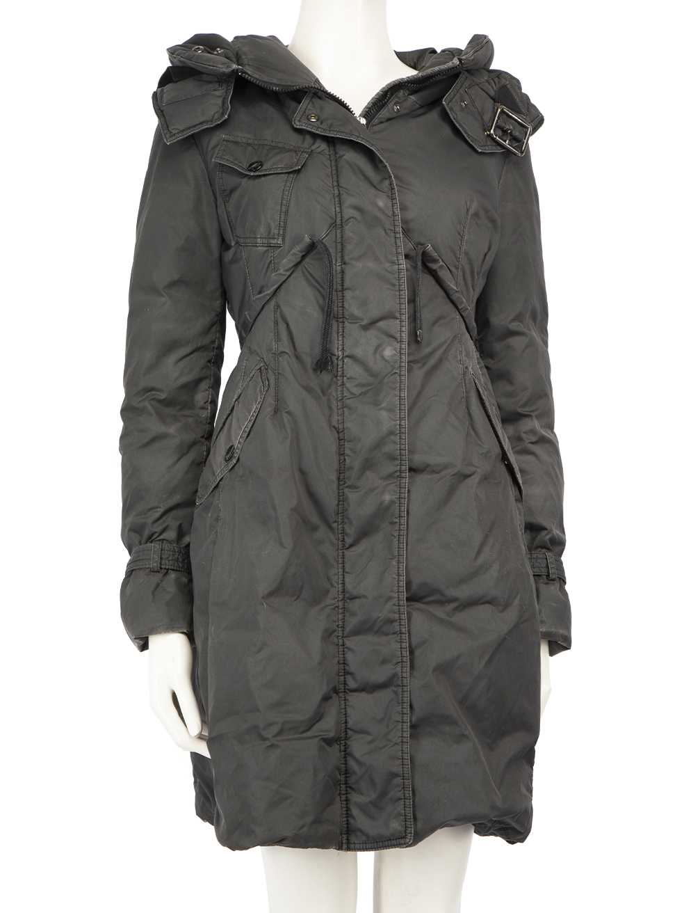 Moncler Pre-Owned Grey Mid Length Hooded Puffer Coat