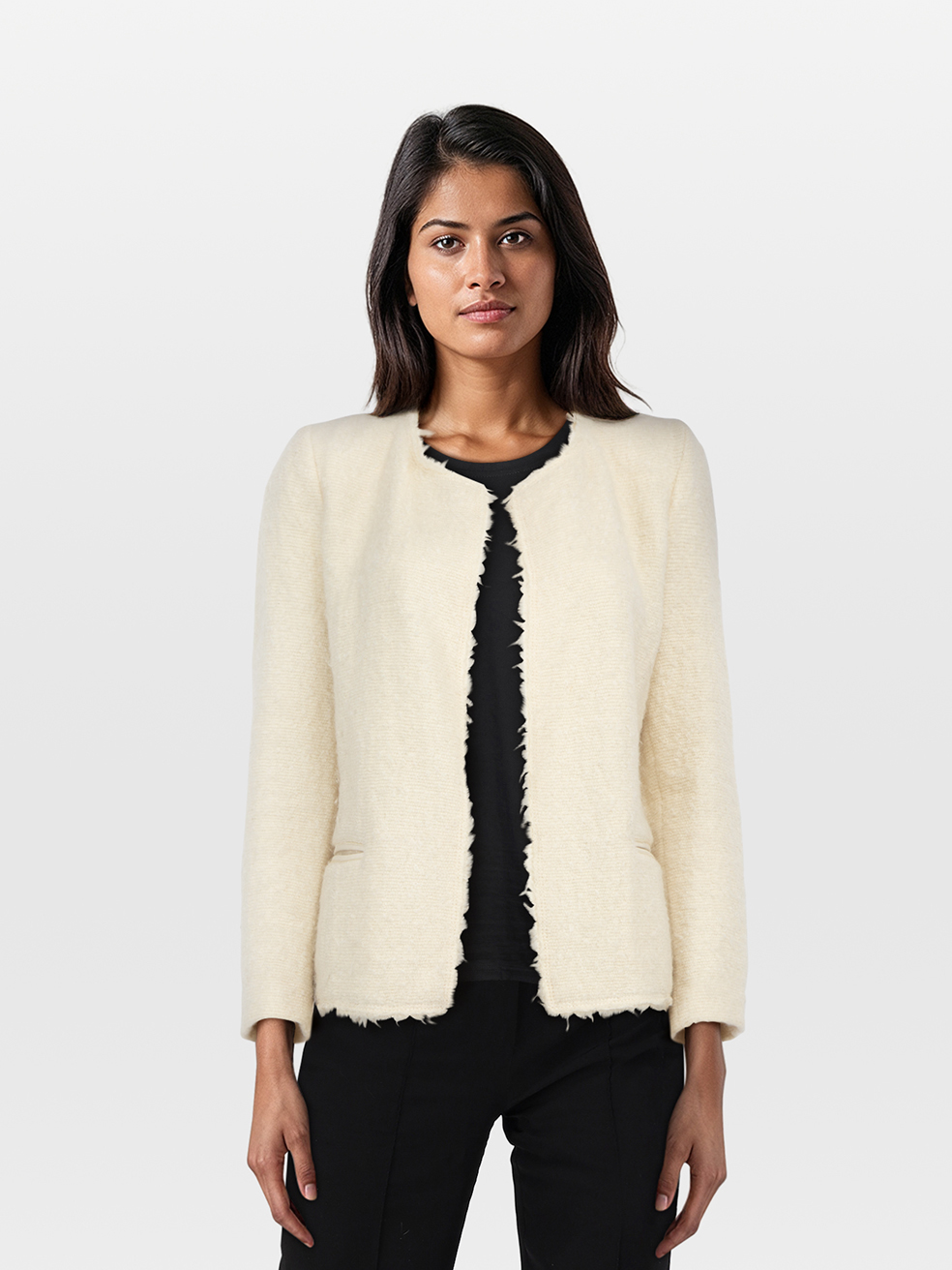 Isabel Marant Pre-Owned Ecru Wool Frayed Jacket