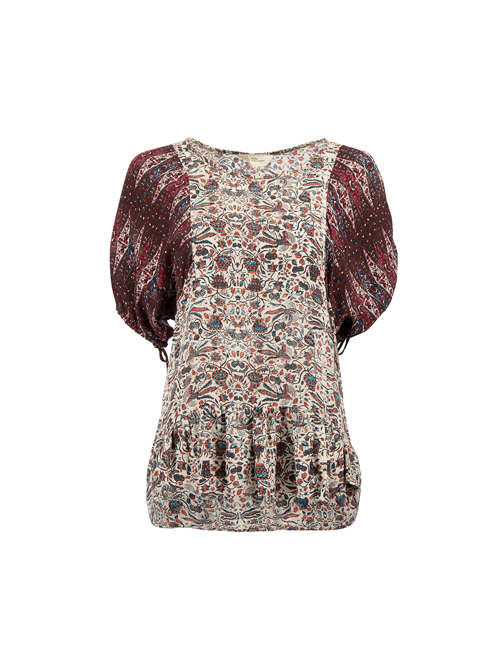 Isabel Marant Pre-Owned Isabel Marant Étoile Burgundy Silk Printed Peplum Top