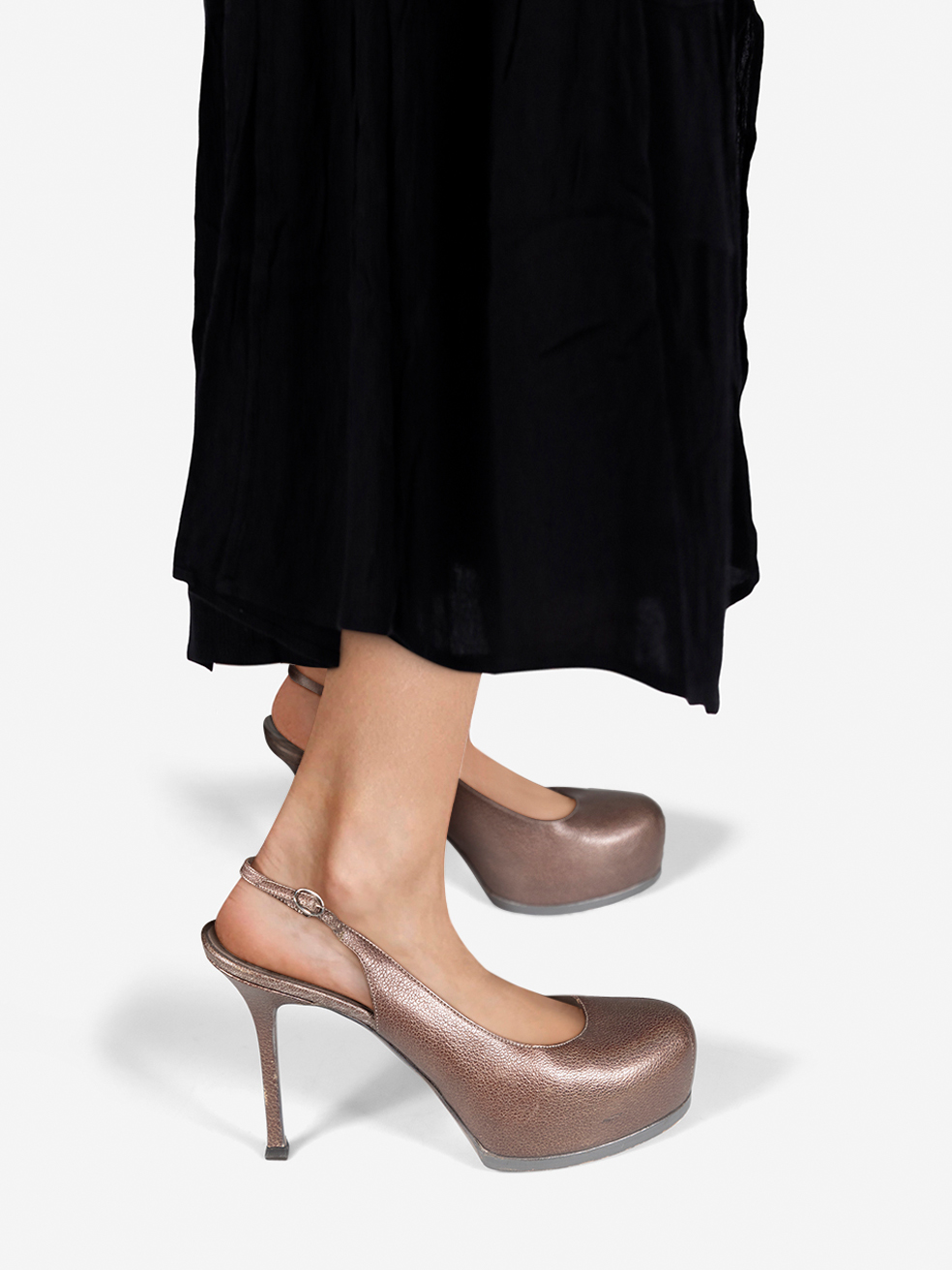 Saint Laurent Pre-Owned Brown Slingback Leather Heels