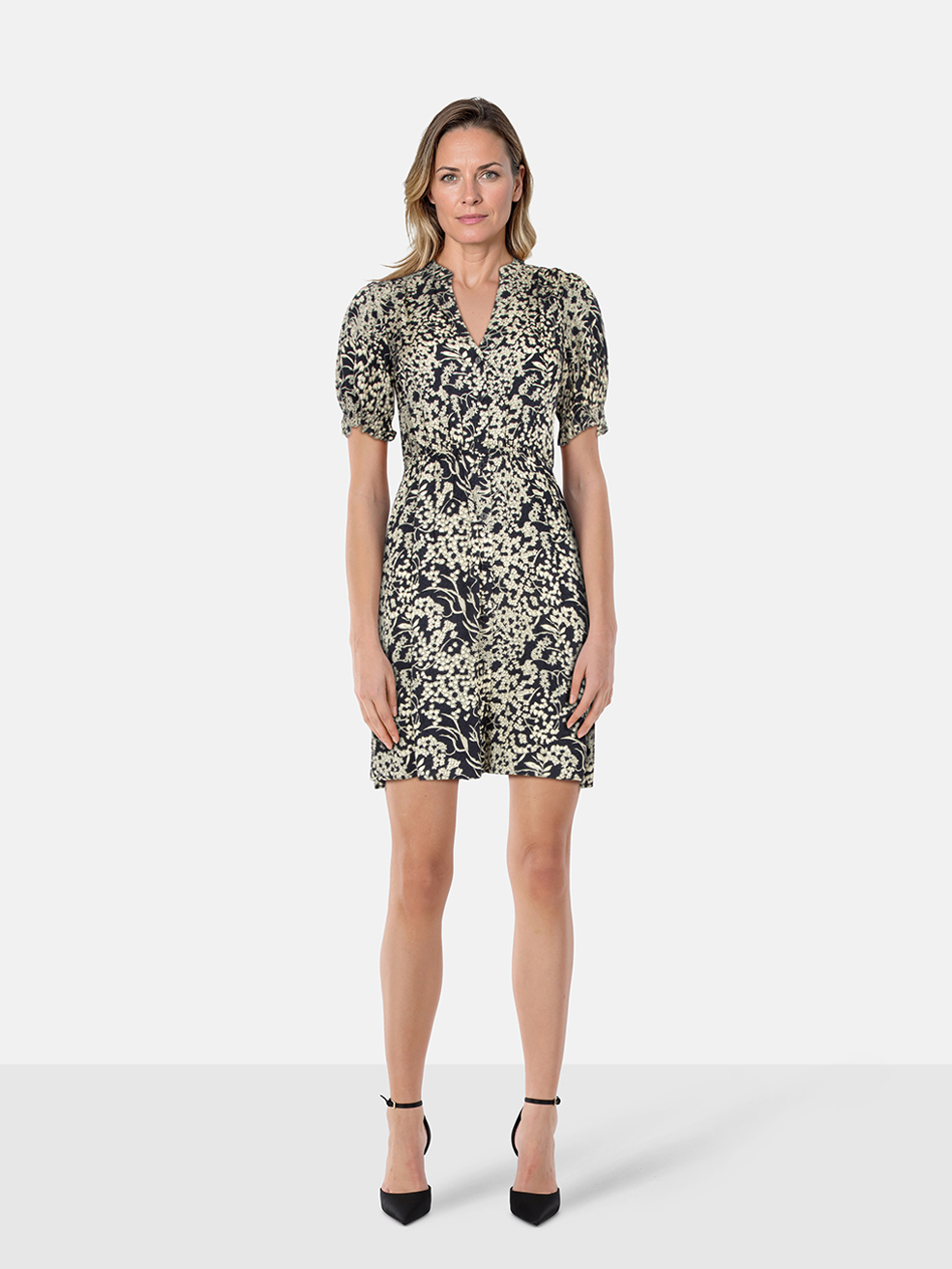 ba&sh Floral Print Short Sleeve Mini Dress