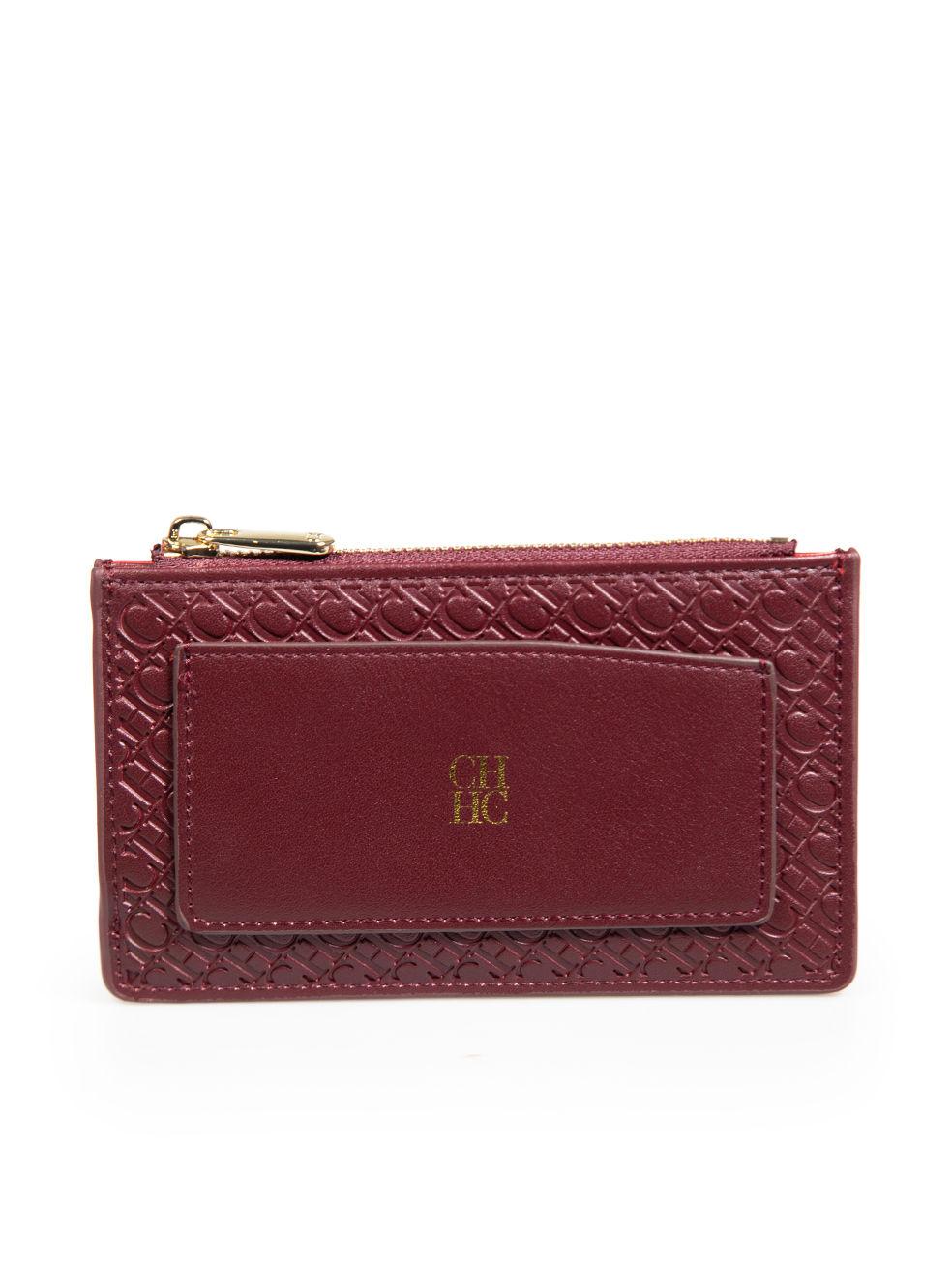 Carolina Herrera Pre-Owned Burgundy Leather Logo Embossed Cardholder