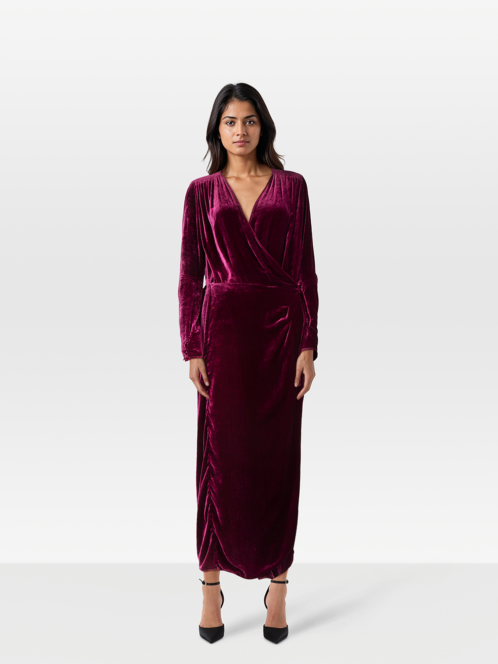 The Attico Pre-Owned Purple Velvet Long Wrap Dress