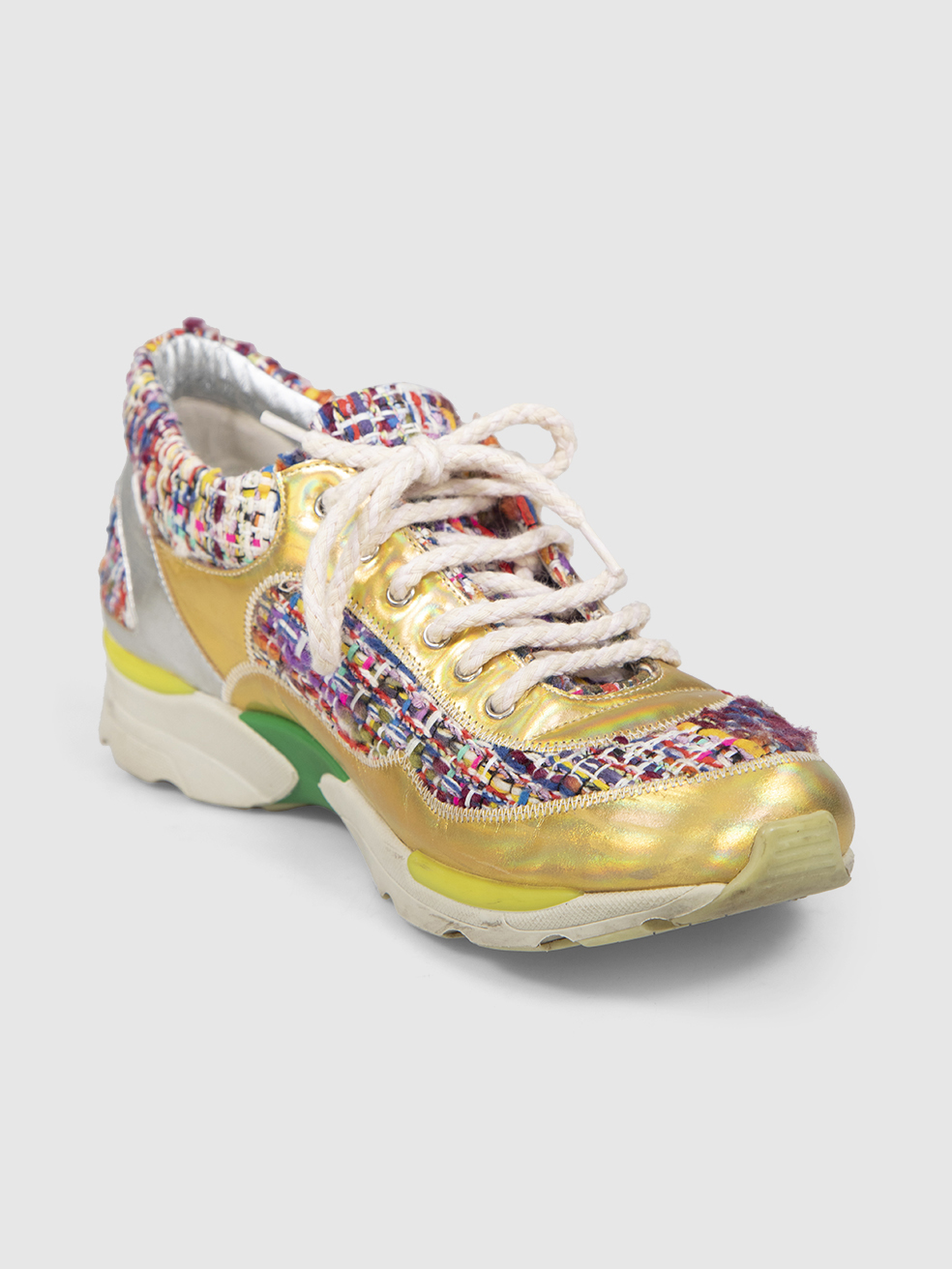 Chanel Tweed Holographic Trainers