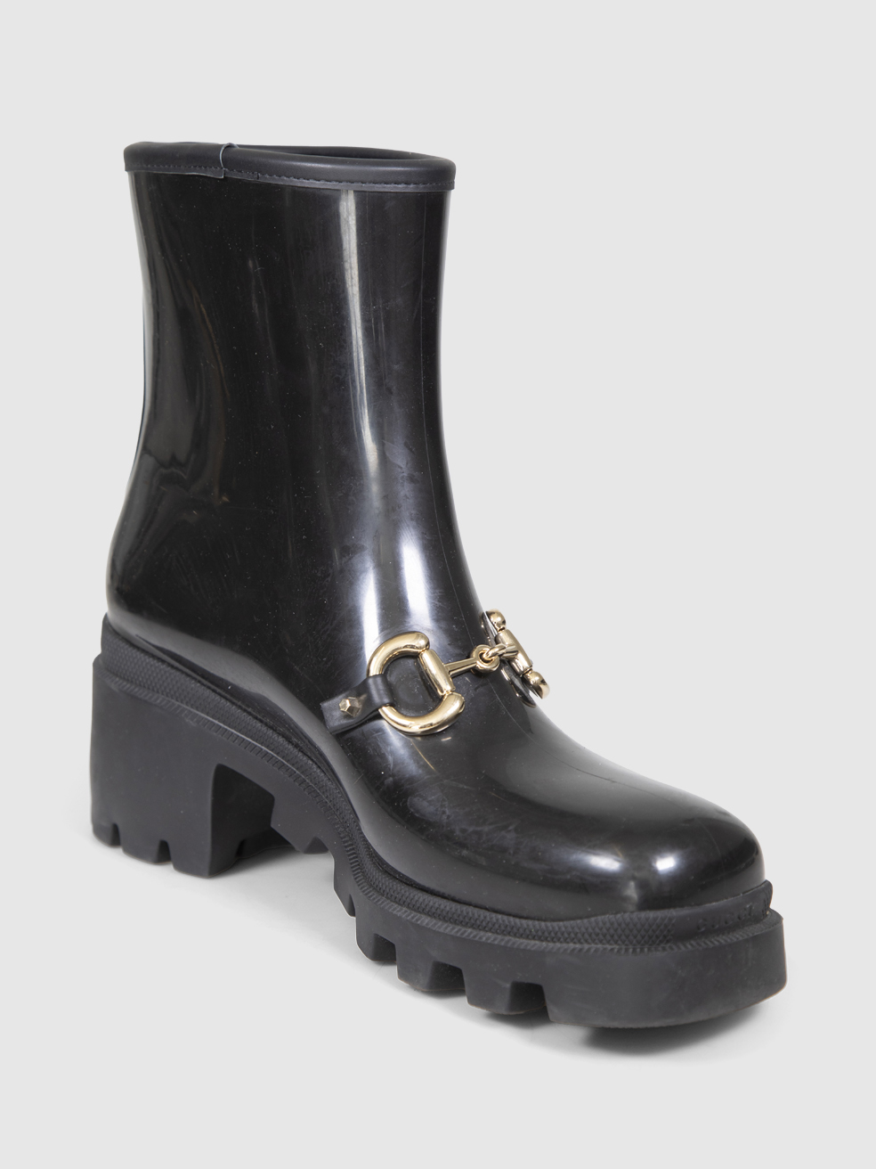 Gucci Black Horsebit Rain Boots