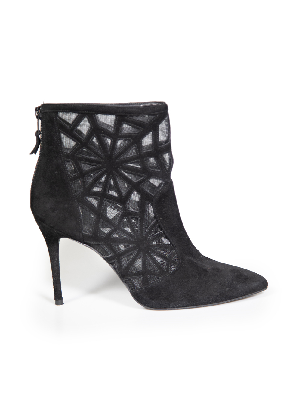 Stuart Weitzman Pre-Owned Black Suede Geometric Ankle Boots