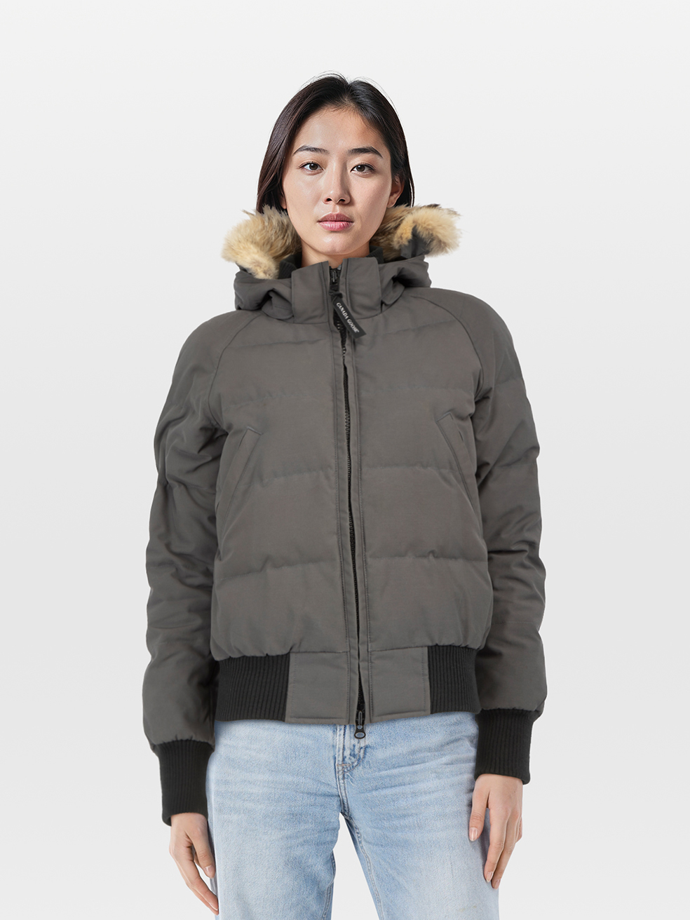 Canada Goose Pre-Owned Graphite Coyote Fur Trim Puffer Coat