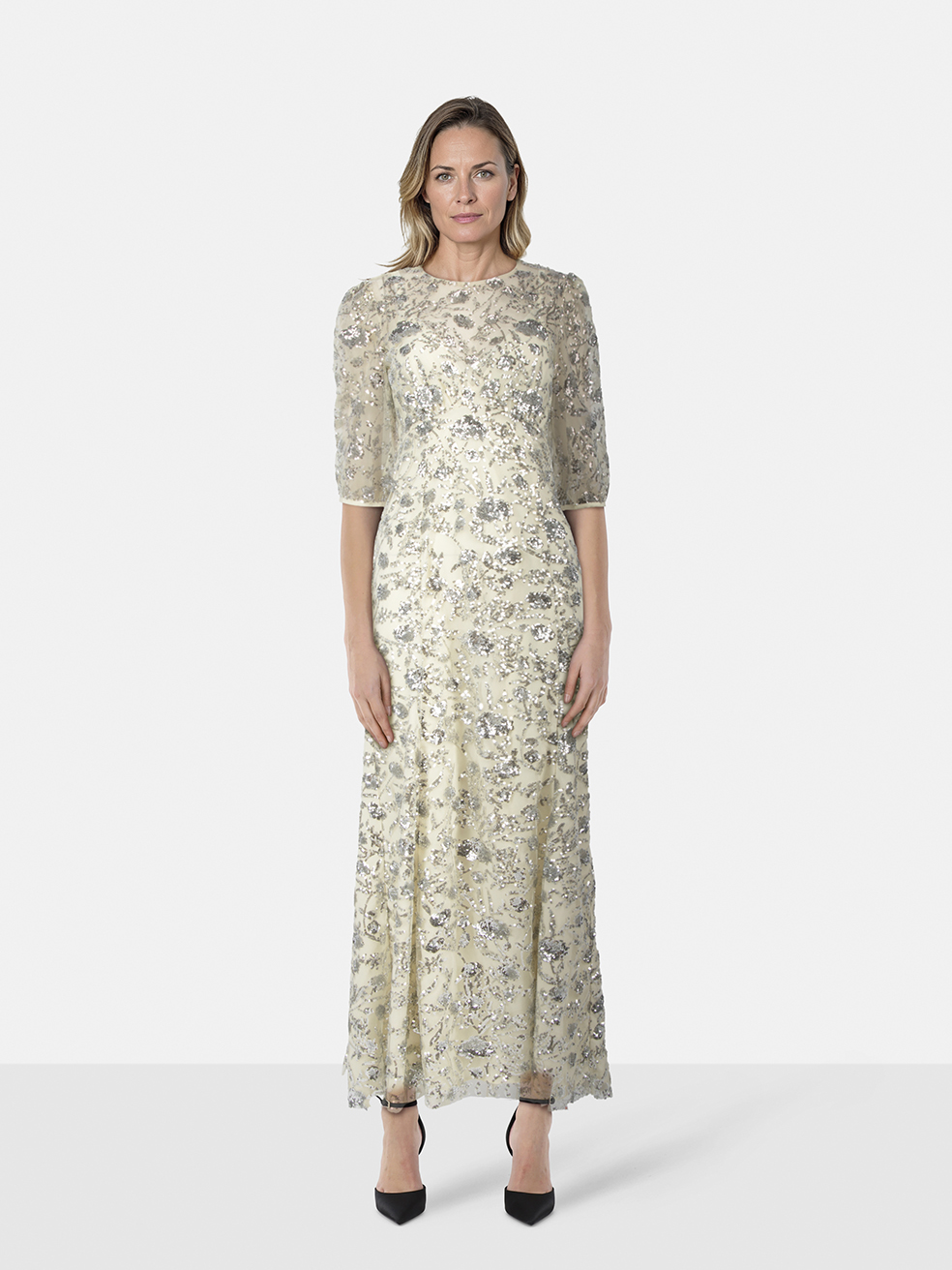 Self-Portrait Champagne Sequinned Maxi Dress