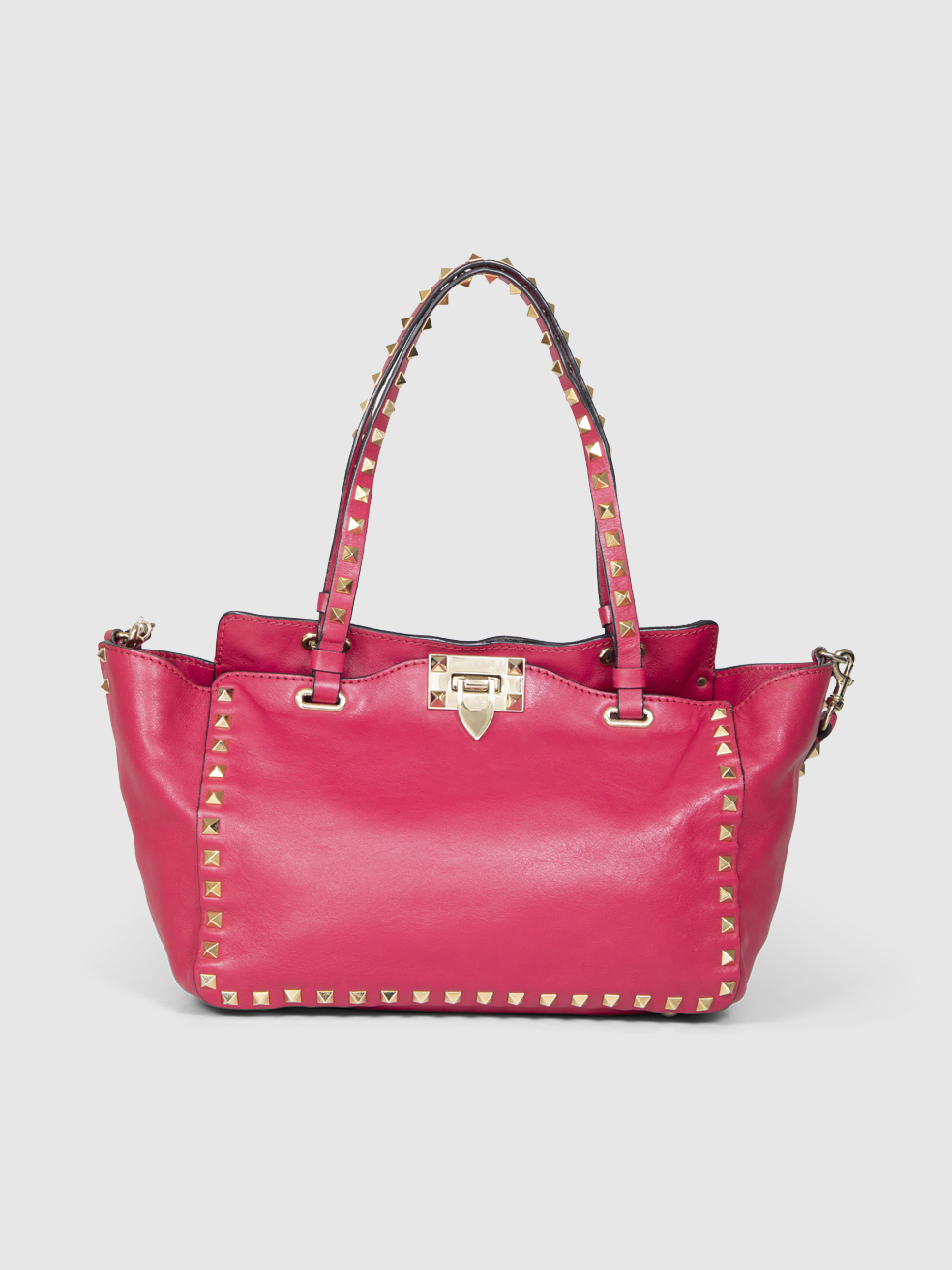 Valentino Garavani Pink Leather Rockstud Tote Bag