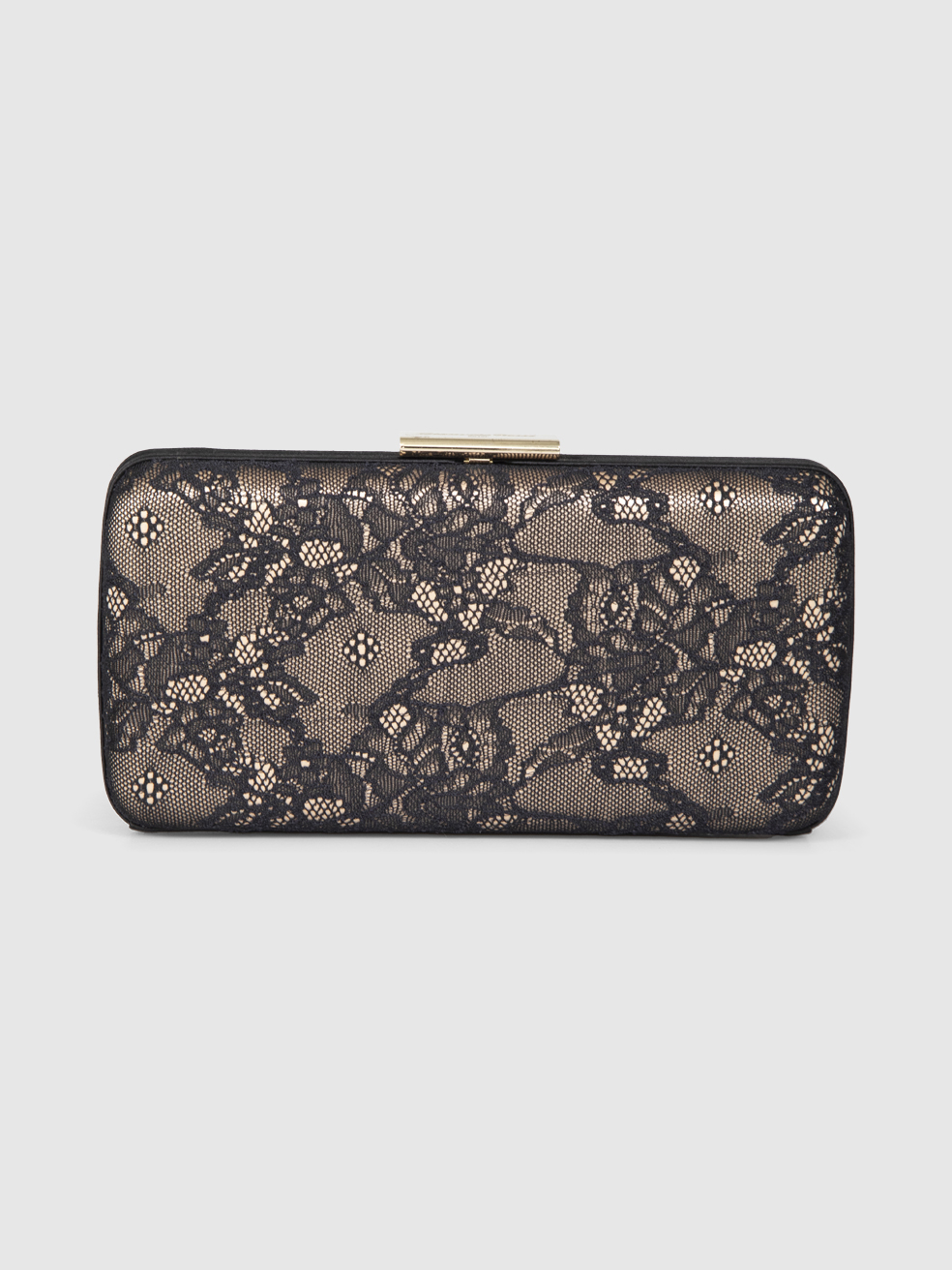 Gianvito Rossi Black Floral Lace Clutch Bag