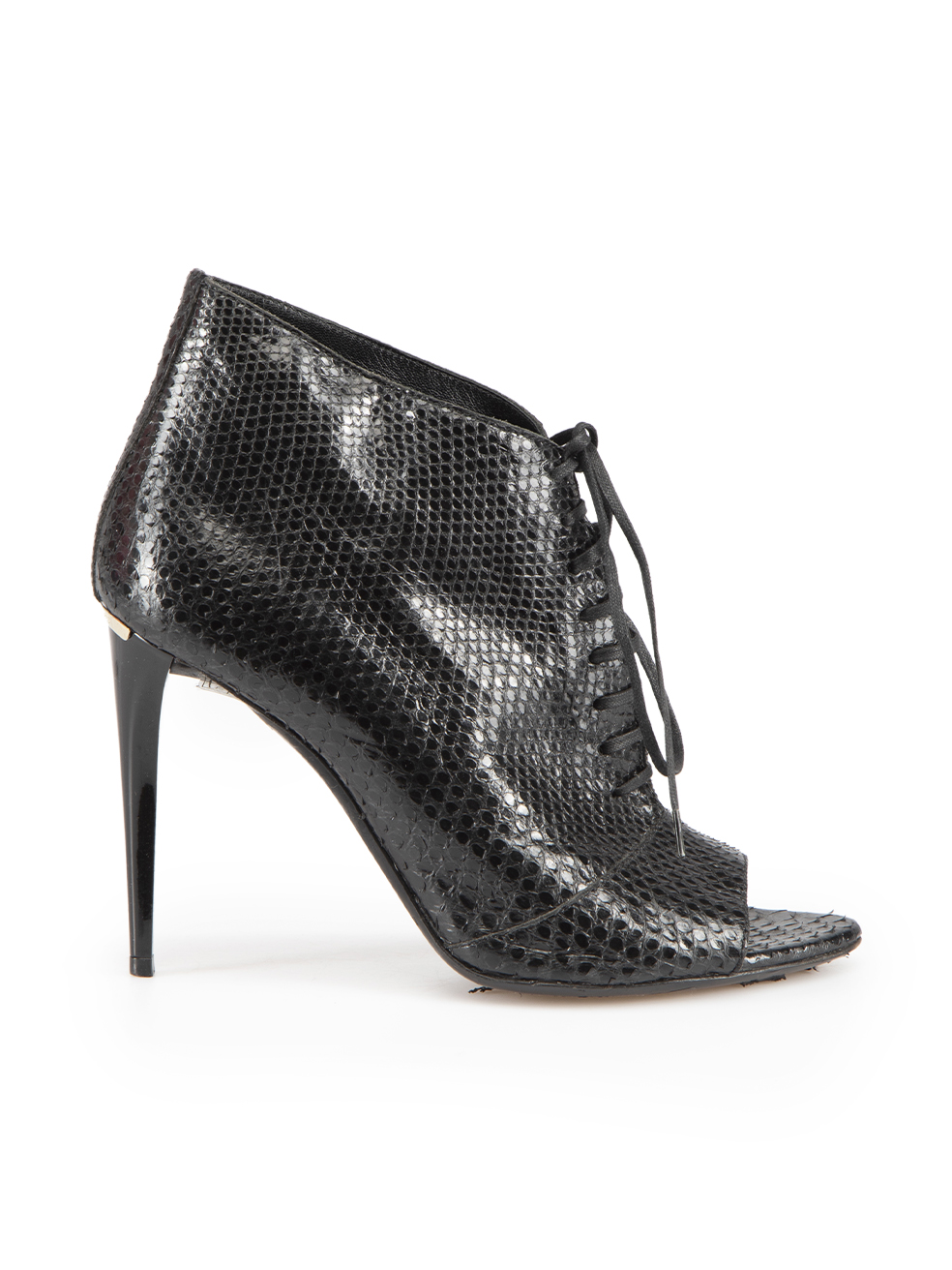 Burberry Pre-Owned Black Snakeskin Lace Up Heels