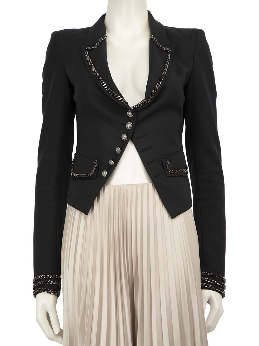 Philipp Plein Pre-Owned Black Chain Trim Cropped Blazer