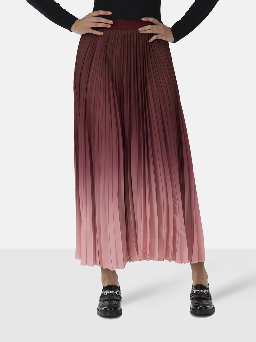 Max Mara Brown & Pink Ombre Pleated Skirt