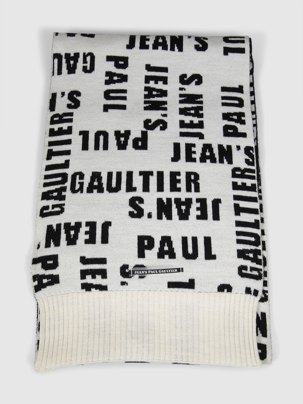 Jean Paul Gaultier Jean's Paul Gaultier Black & White Wool Logo Scarf