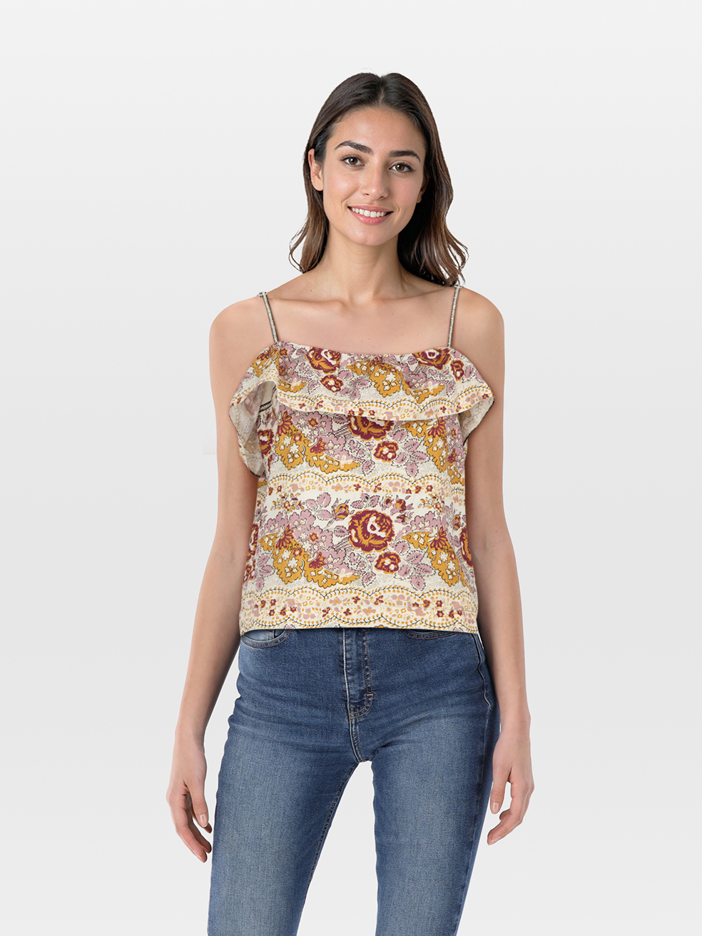 Gucci Pre-Owned Gucci Vault x Souleiado Floral Ruffle Tank Top