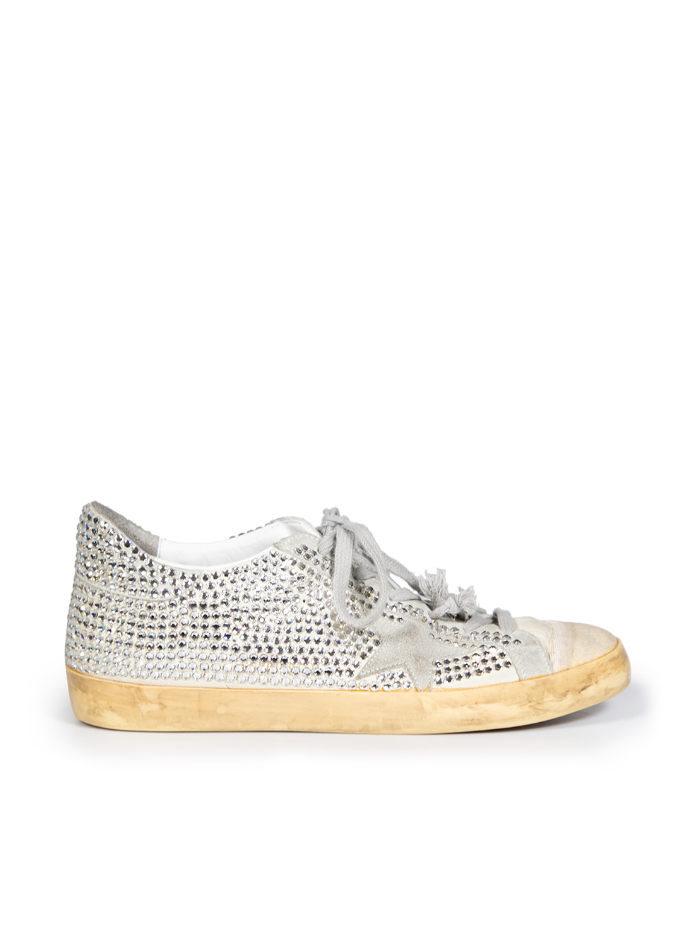 Golden Goose Pre-Owned Silver Swarovski Nubuck Super-Star