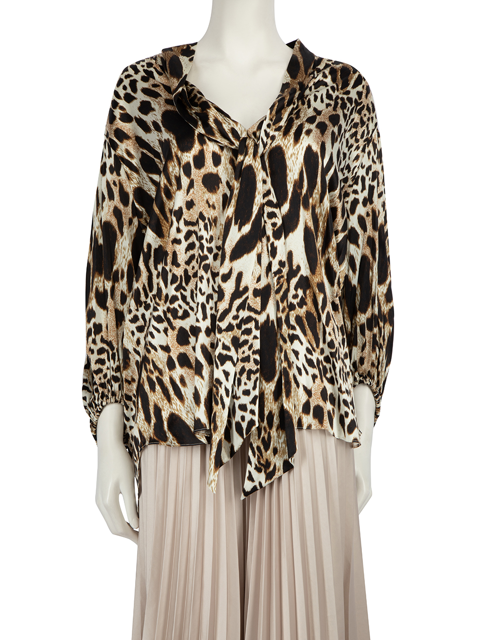 Alexandre Vauthier Pre-Owned Brown Silk Animal Print Blouse