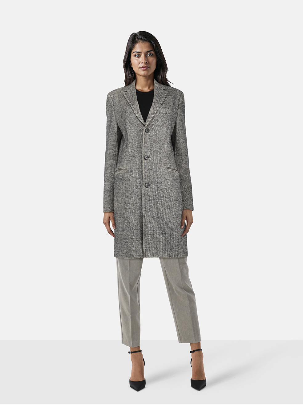 Theory Grey Wool Single Breasted Coat